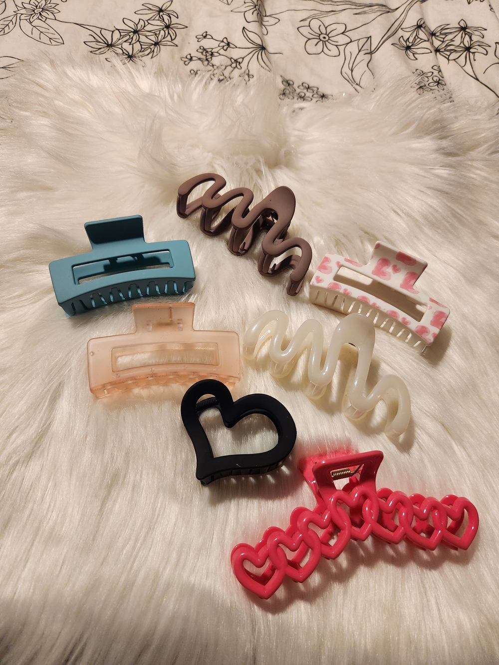 Heart & Clip Hair Claw Set Bundle - Assorted Colors